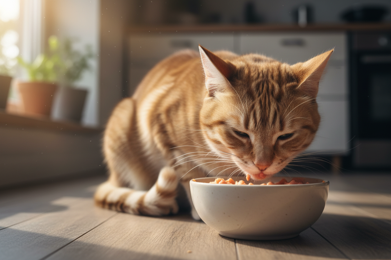 Cat eating food